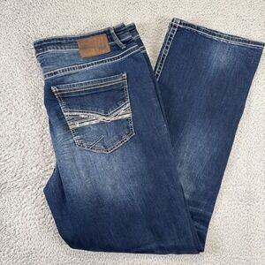 BKE Jeans Mens 40x32 Tyler Straight Leg Dark Wash Whiskers